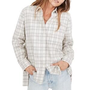 Madewell Corduroy Oversized Ex-Boyfriend Plaid Shirt Small